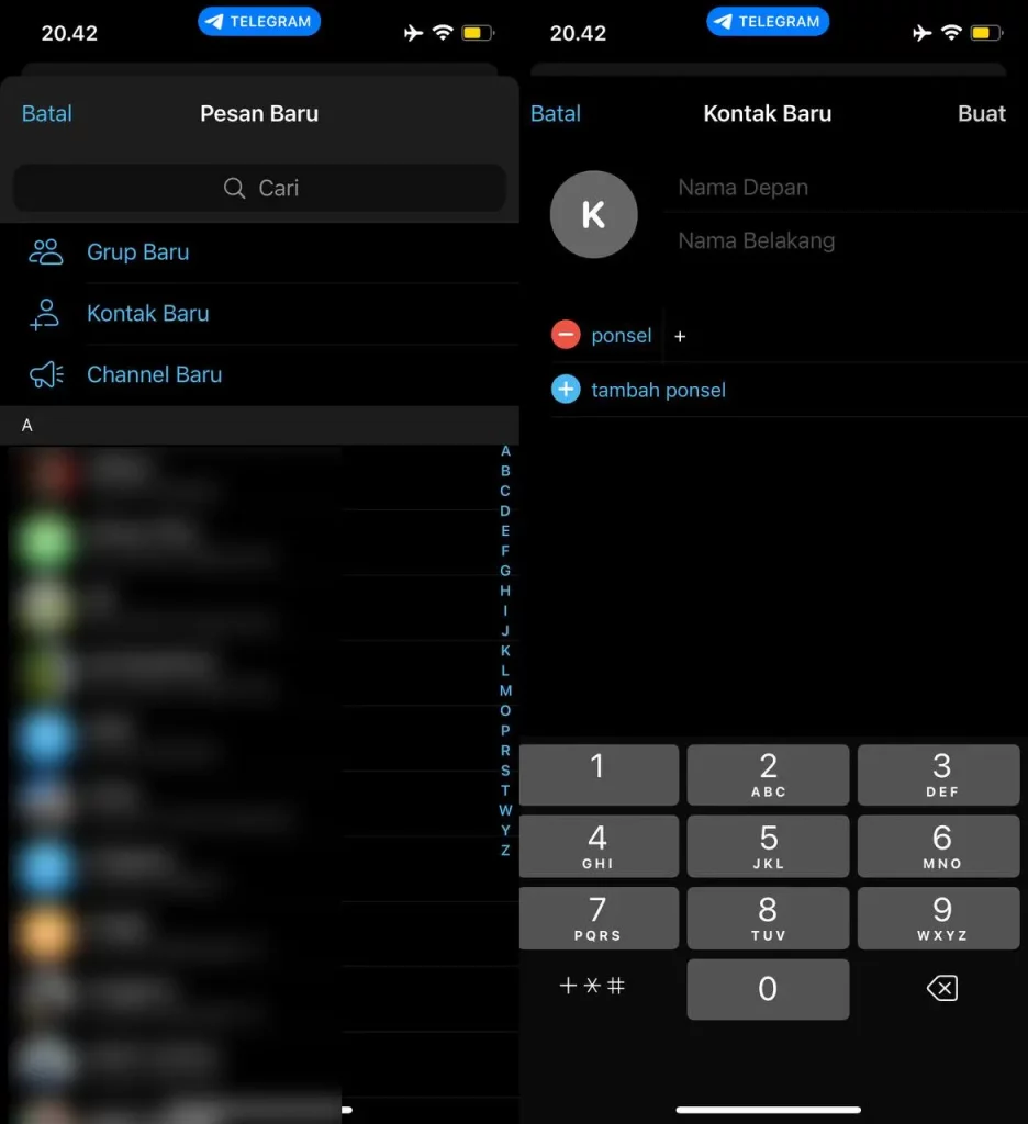 Buat Kontak Baru Telegram Ios