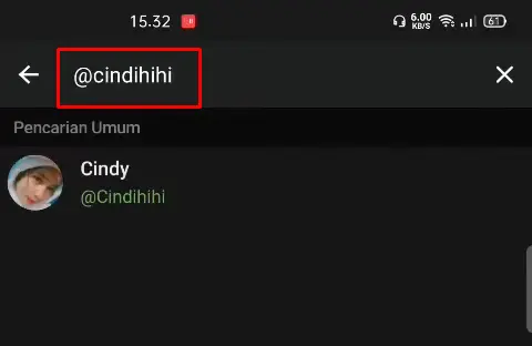 Cari Username Telegram Android