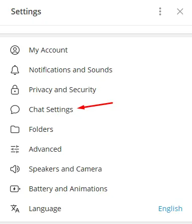 Chat Settings Telegram Web