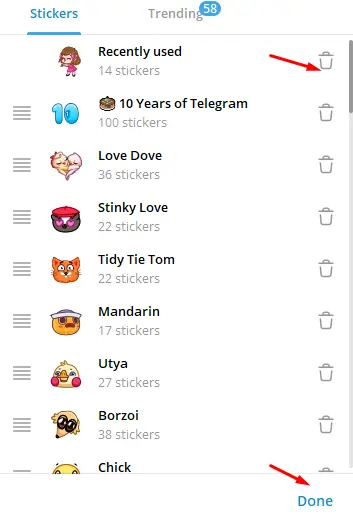 Hapus Stiker Di Telegram Web