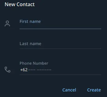 Isi Nama Dan Nomor Kontak Telegram Desktop