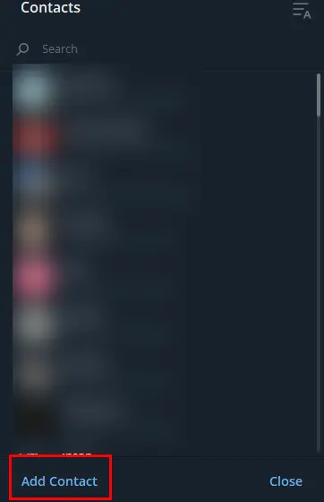 Ketuk Add Contact Telegram Desktop