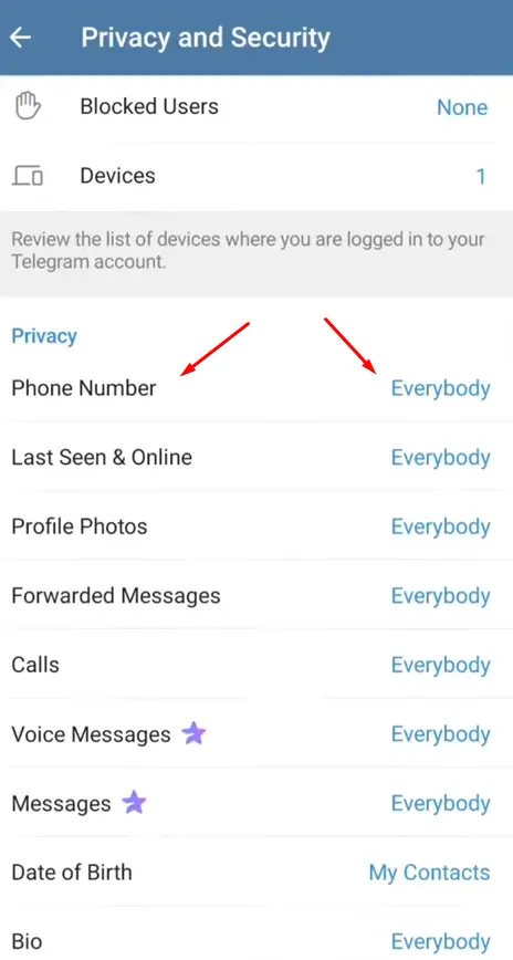 Ketuk Privasi Nomor Telepon Telegram