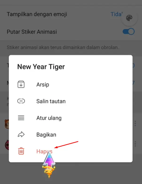 Klik Hapus Stiker Telegram