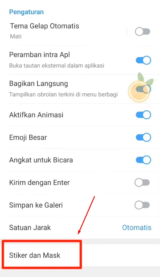 Menu Stiker Dan Mask Telegram Hp