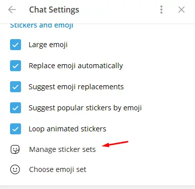 Pilih Manage Sticker Sets Telegram Web