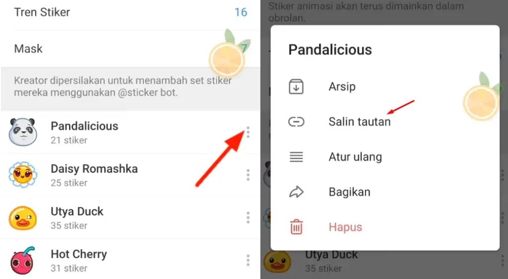 Salin Tautan Stiker Telegram Hp