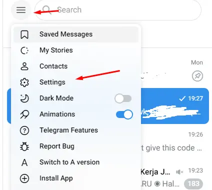 Settings Telegram Web