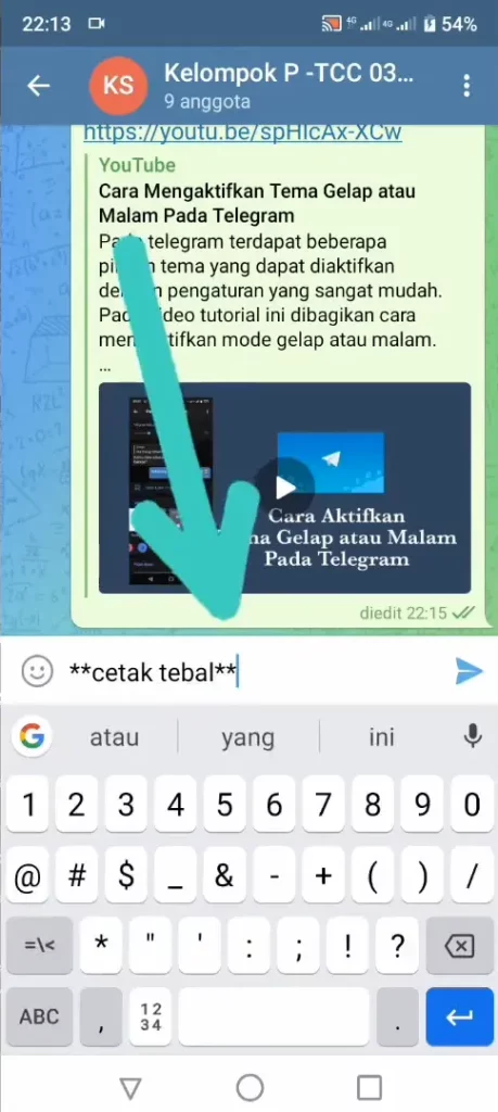 Teks Cetak Tebal Telegram